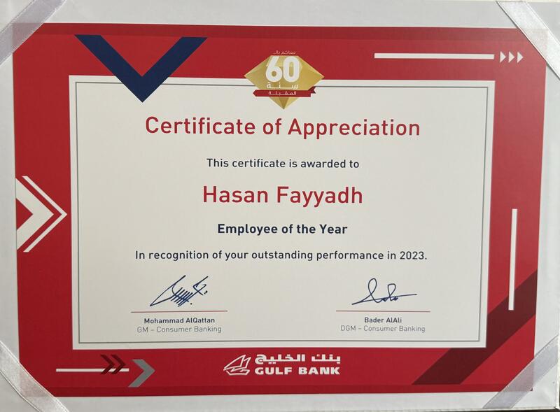 Employee of the Year Certificate