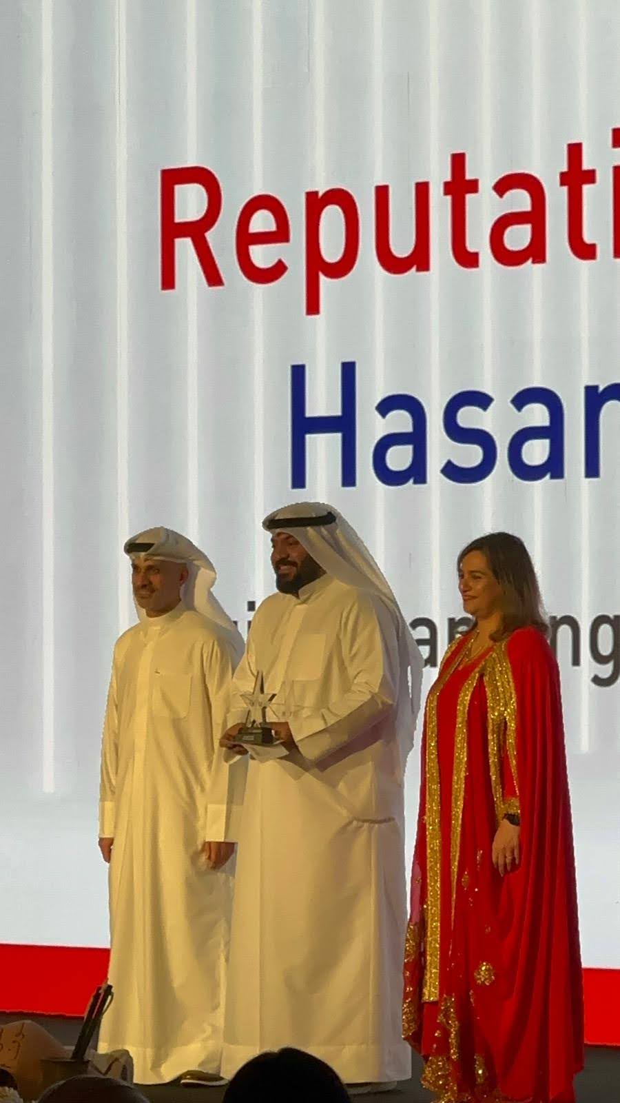 Receiving an award on stage